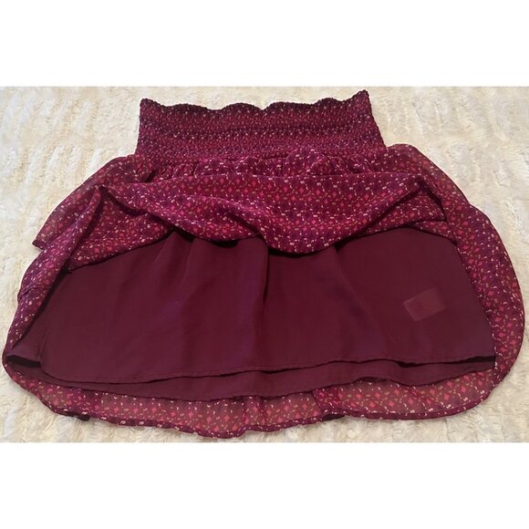 Old Navy Brand Mini Flare Stretch Skirt Red Wine 100% Polyester Junior's Size M - Picture 9 of 11